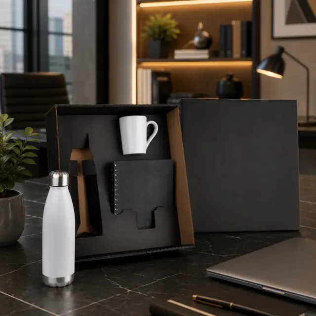Kit corporativo com garrafa térmica personalizada
